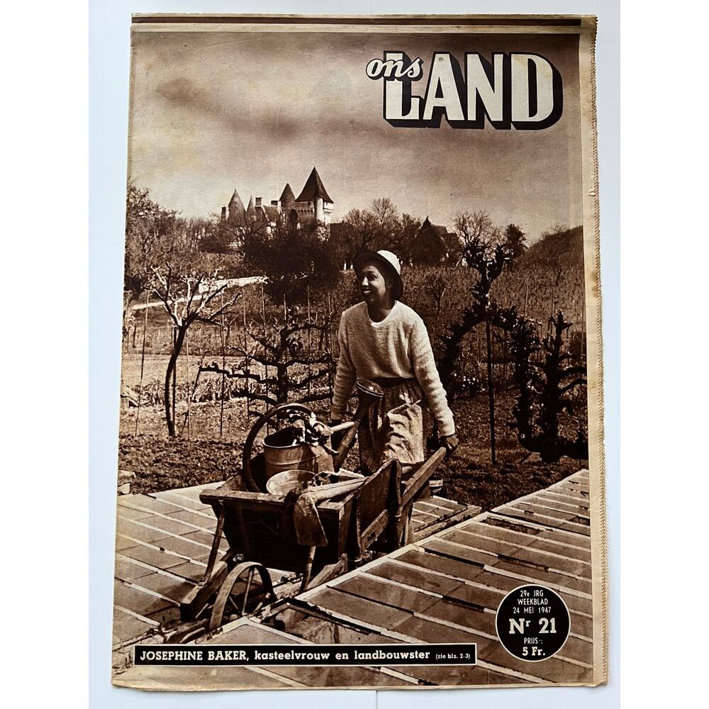RARE Ons Land Dutch 1947 Josephine Baker Magazine, Dancer, Activist, ZouZou